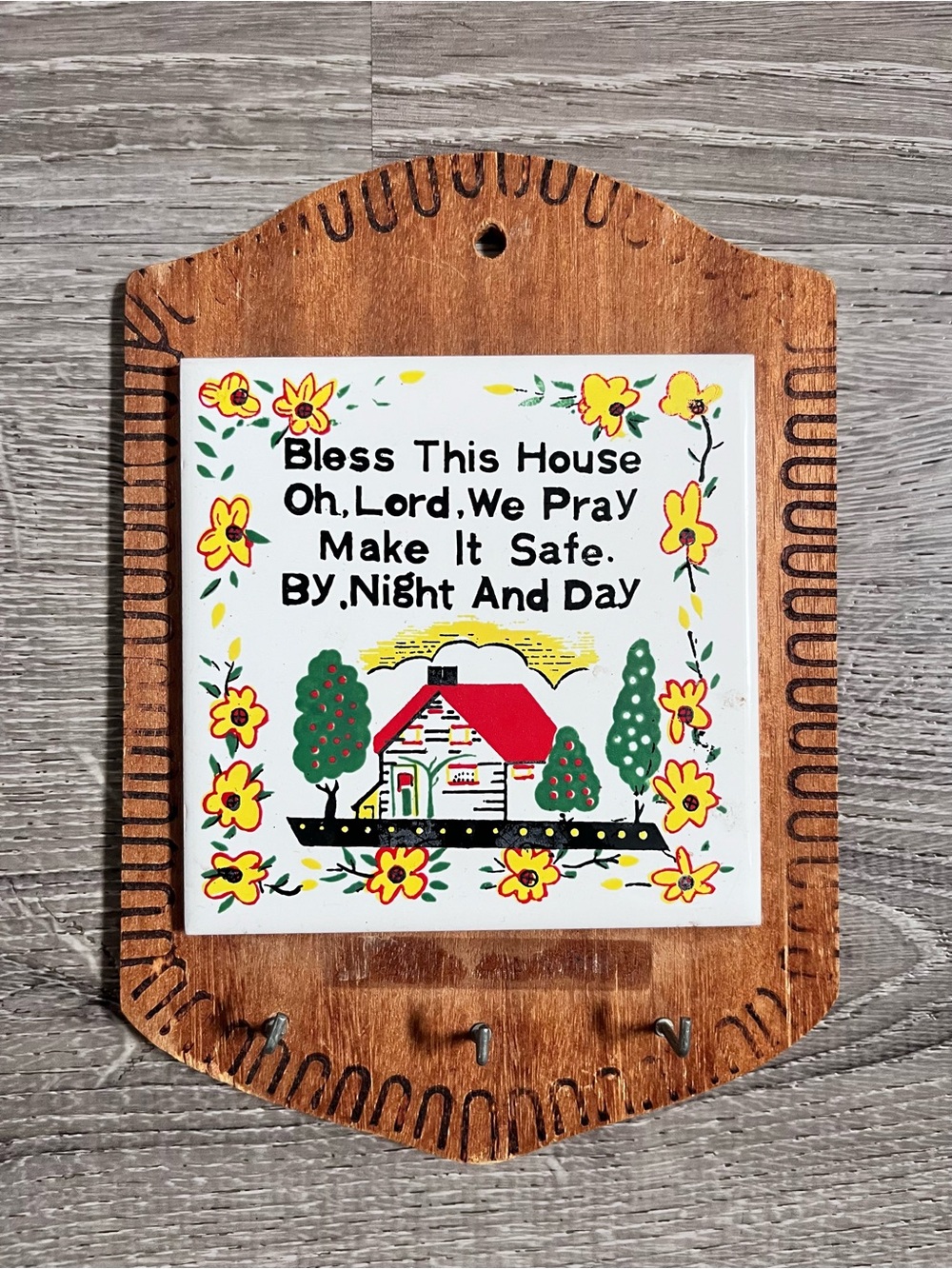 Vintage Bless This House Key Holder